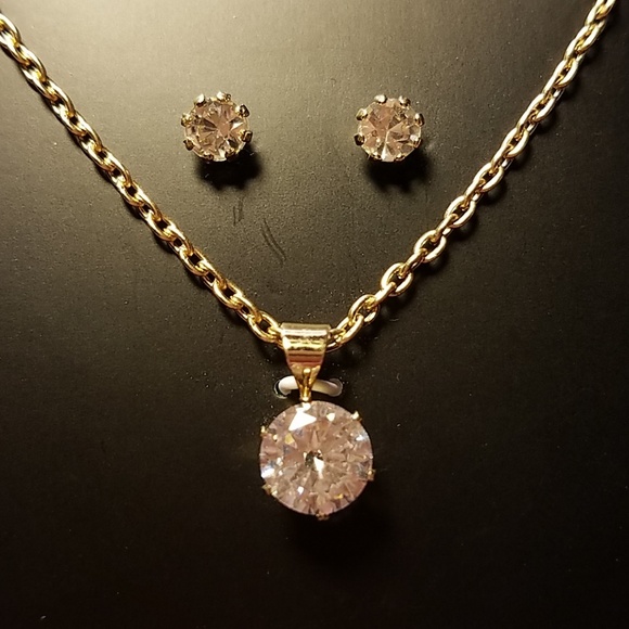 CZ Diamond  Earrings, Necklace set.. - Picture 2 of 2